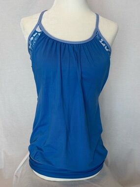 Lululemon Blue Racerback Tank Top Built-In Bra Open Back Athletic Yoga Pilates
